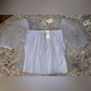 Anthropologie Sheer Puff Sleeve Blouse